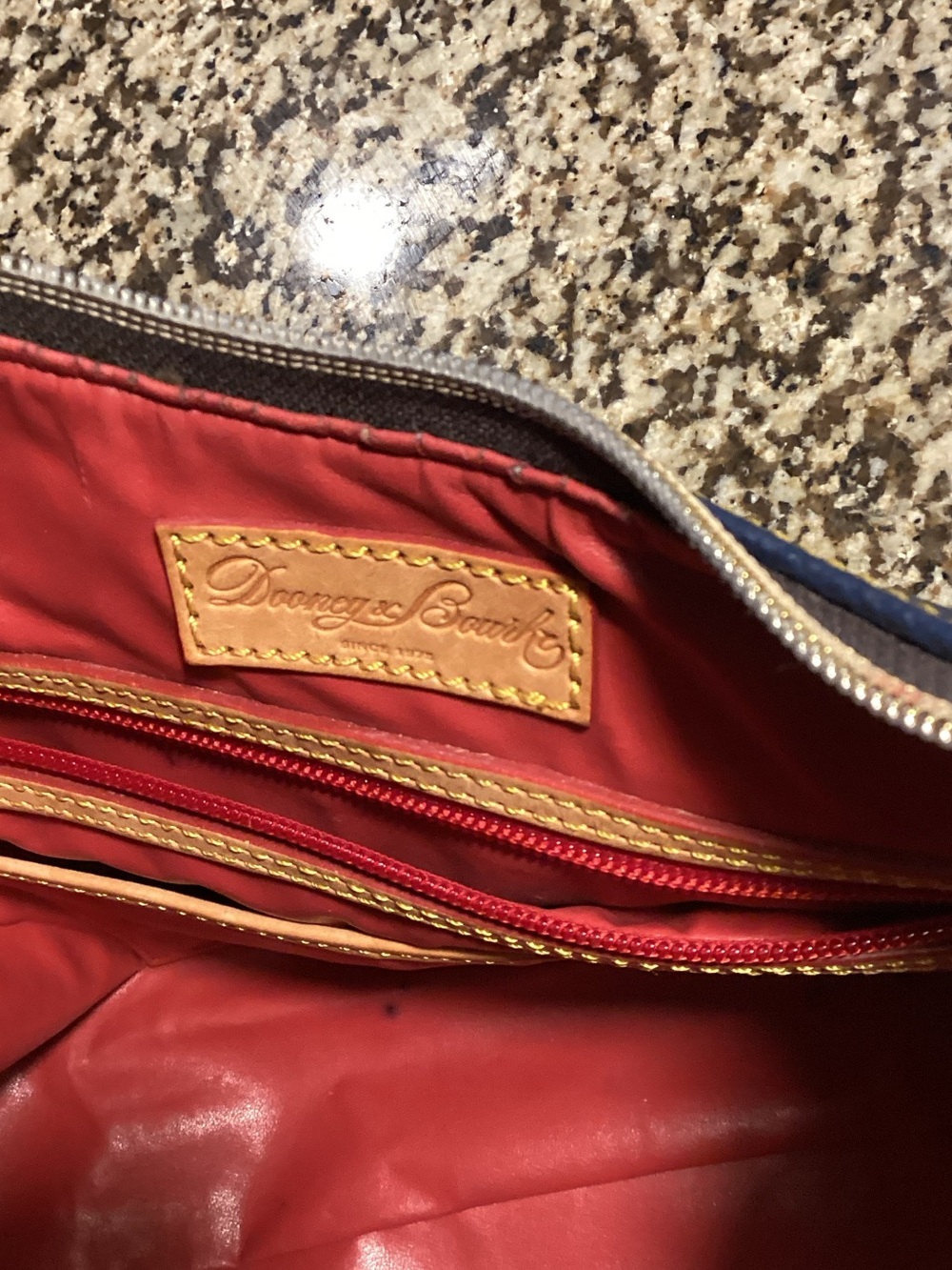 Dooney & Bourke Navy and Tan Leather Shoulder Hobo - Picture 6 of 8